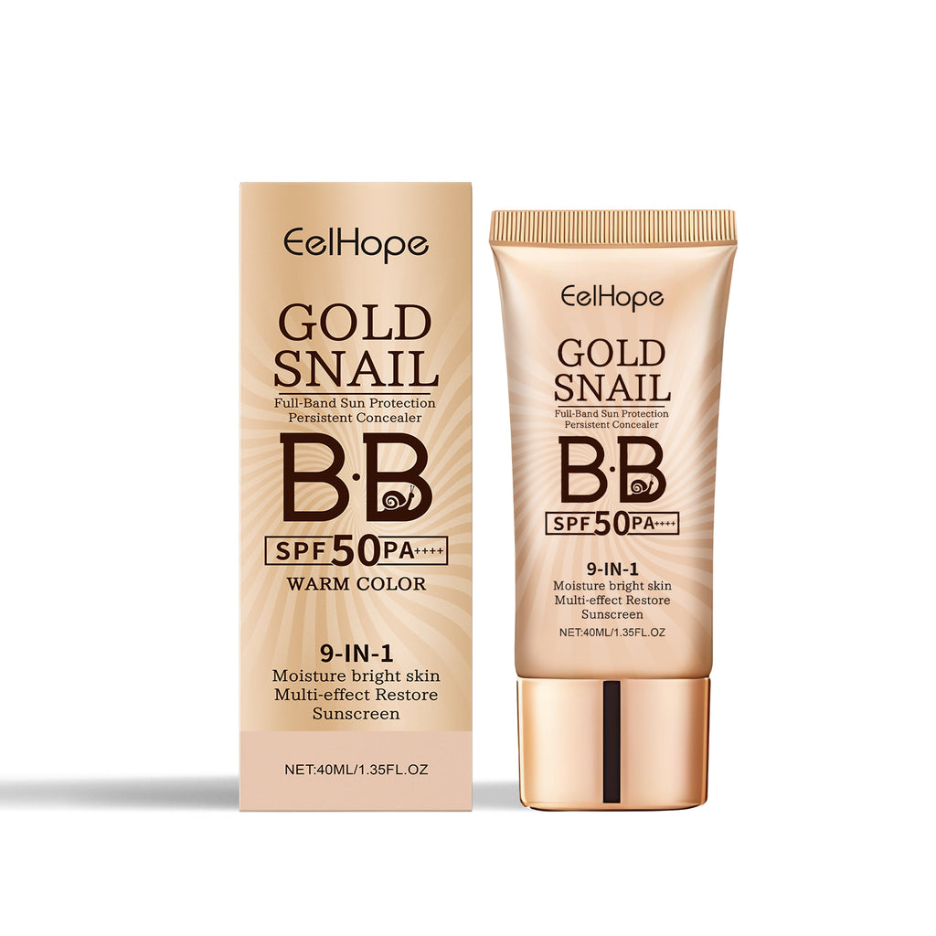 Eelhope Gold Snail Protective Bb Cream, Moisturizing Concealer Skin Tone Natural Color Waterproof, Sweat Resistant And Makeup Free