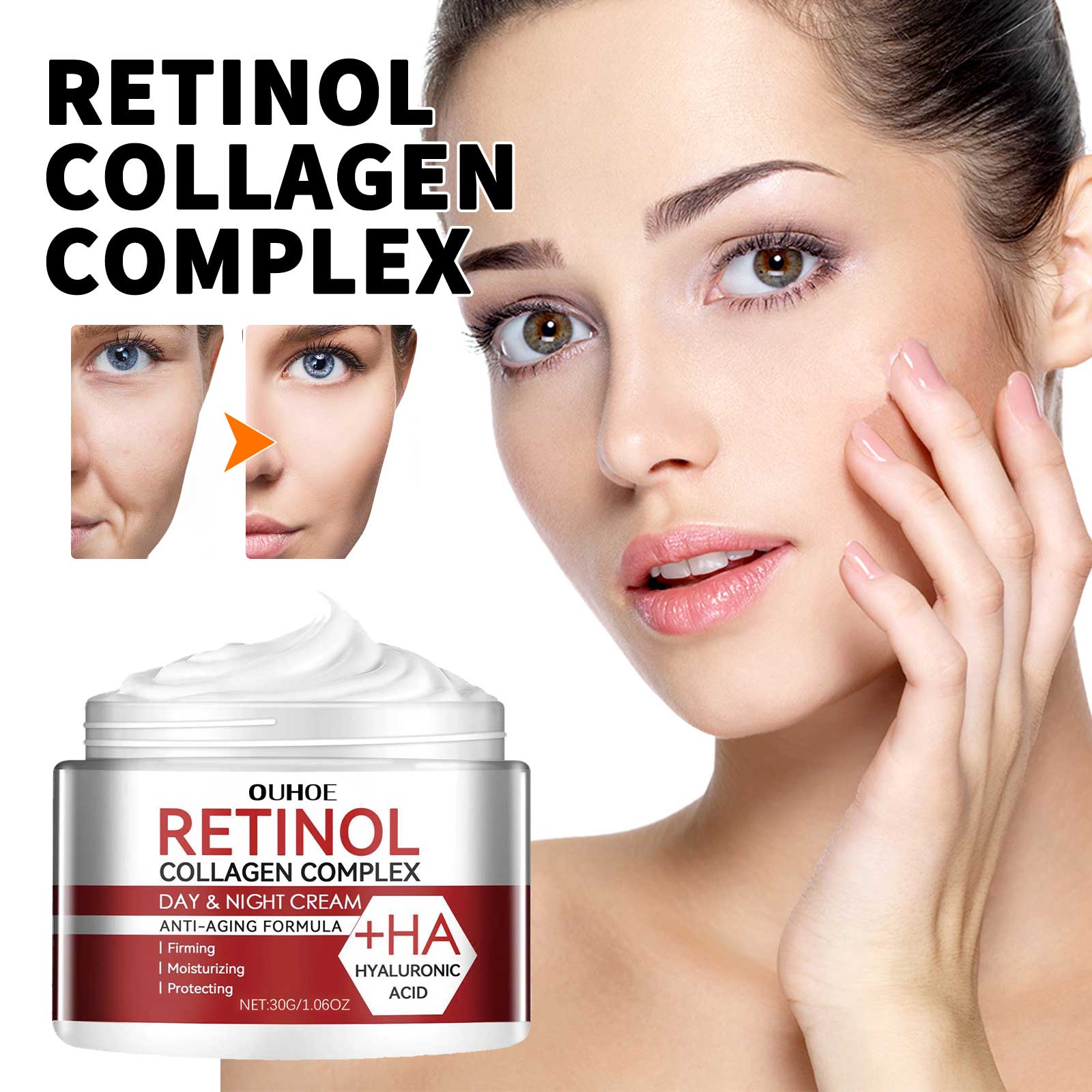 OUHOE Retinol Moisturizing Cream To Reduce Fine Lines, Dark Circles, Moisturize, Tighten Pores And Prevent Aging