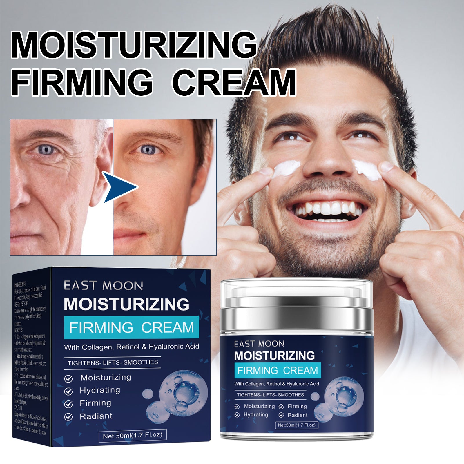 Men's Retinol Face Firming Cream Reduces Wrinkles, Moisturizes And Brightens Skin Anti-Wrinkle Cream